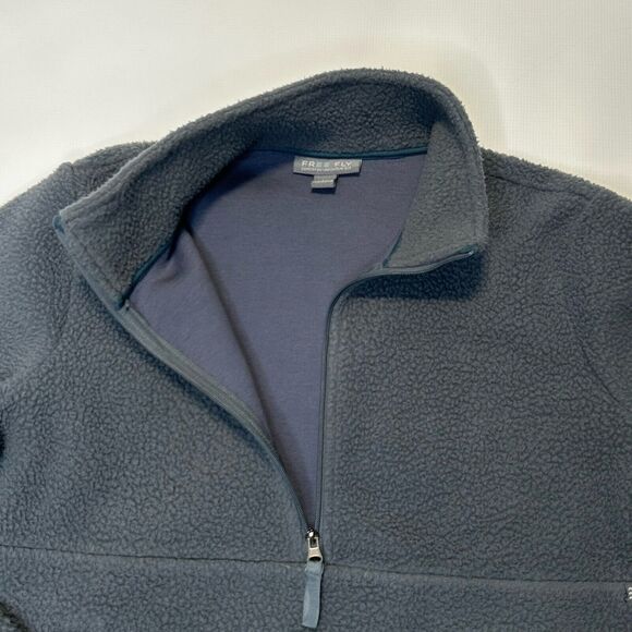 Free Fly Freefly Women’s Bamboo Sherpa Fleece Half Zip Pullover Large Grey Blue - Picture 4 of 10